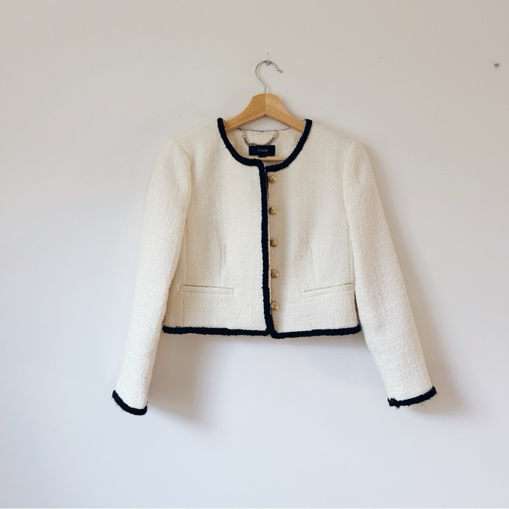NWT J.Crew Louisa Lady Jacket Blazer Maritime Tweed Natural/Black - Picture 2 of 11